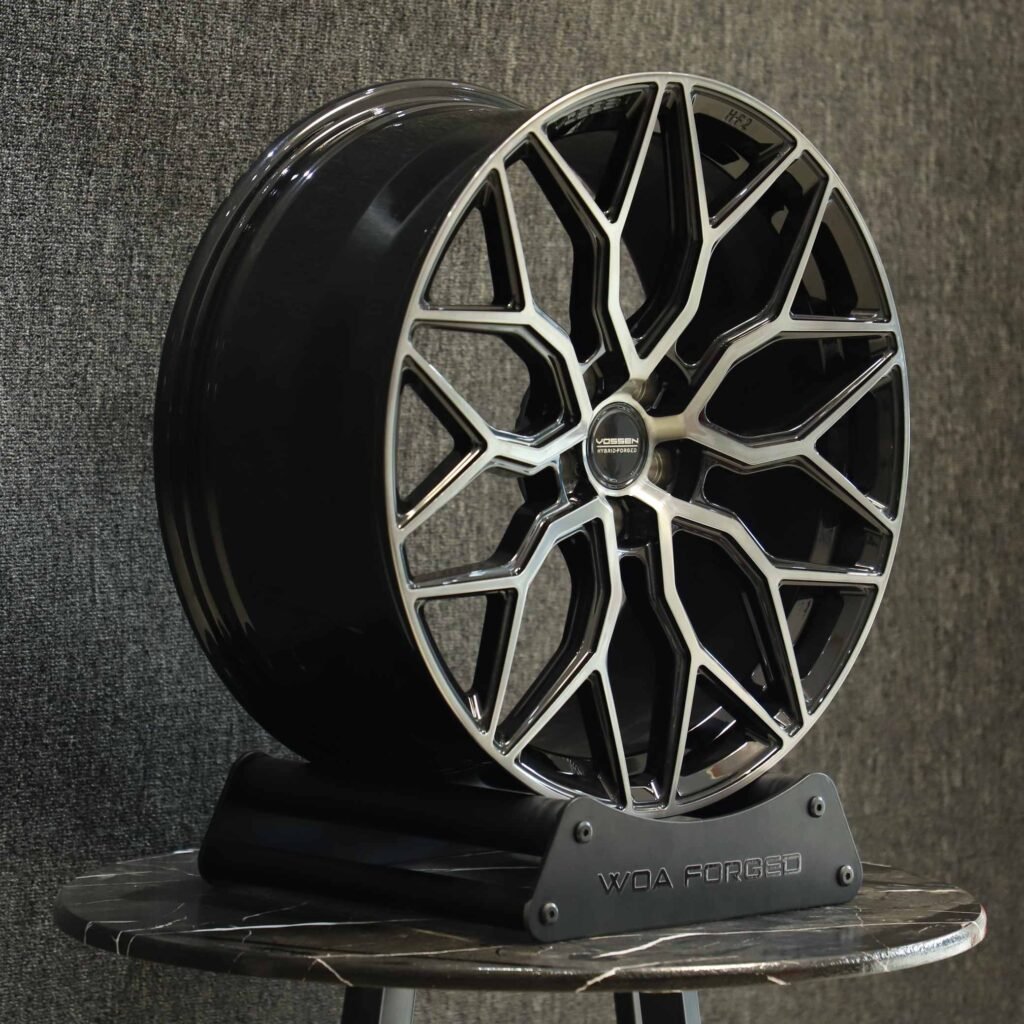 5x114.3 wheels – Matte Silver 10 Y-Spoke Machined Face (Vossen HF-2-Style), side view