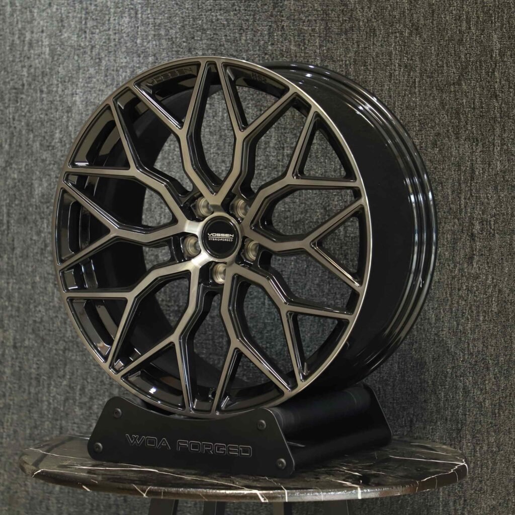 Audi A4 B9 wheels – Matte Silver 10 Y-Spoke Machined Face (Vossen HF-2-Style), lip and barrel detail