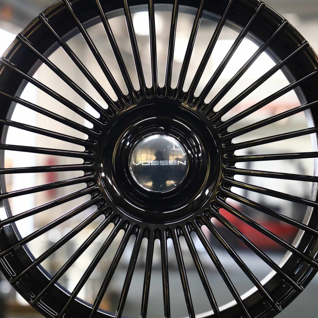 Tesla Model 3 wheels – Vossen Matte Silver Multi-Spoke, lip and barrel detail