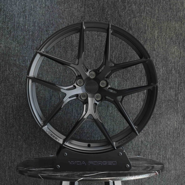 Tesla Model 3 wheels – Side-Milled Silver 5 Y-Spoke (Vossen HF-5-Style), front view