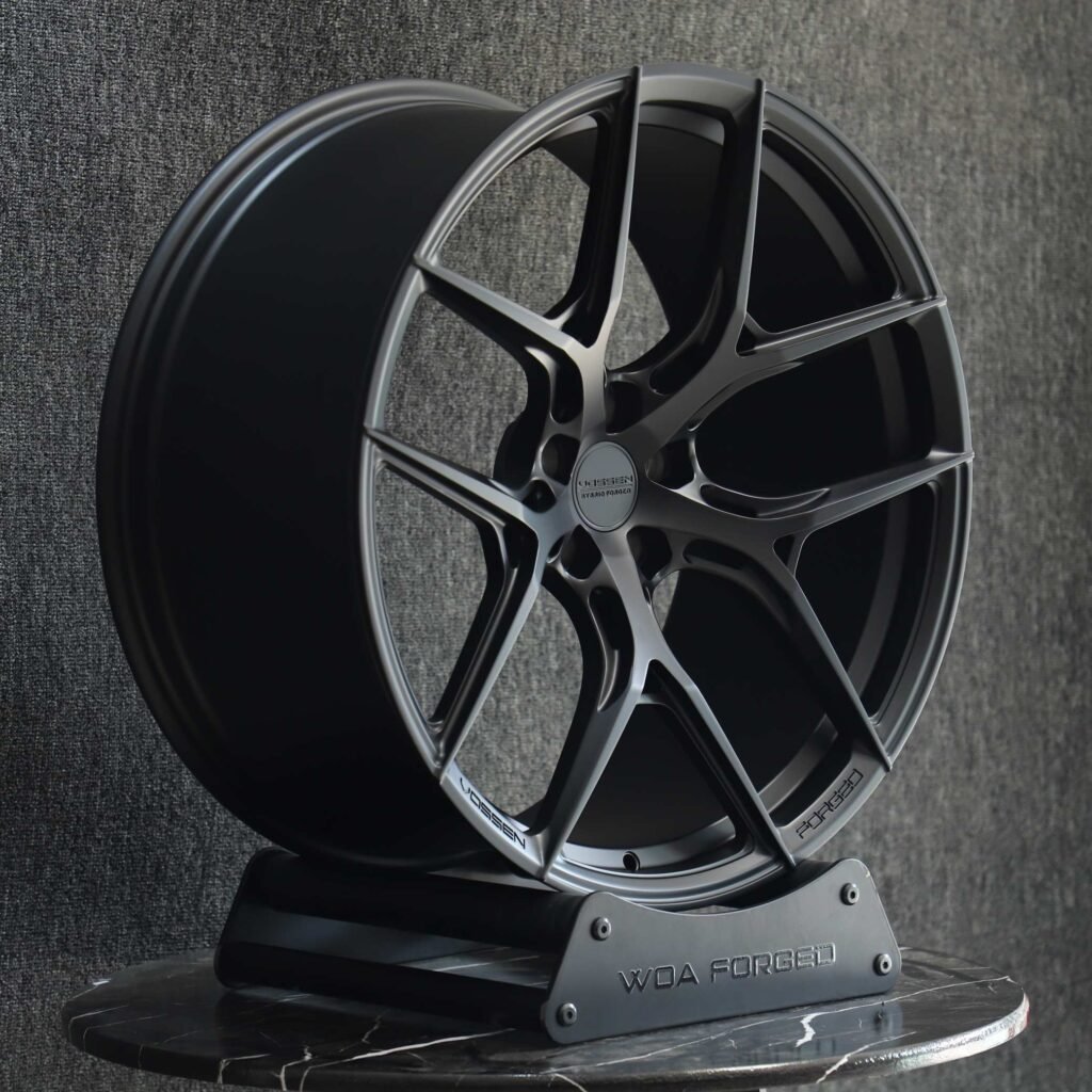 5x114.3 wheels – Side-Milled Silver 5 Y-Spoke (Vossen HF-5-Style), side view