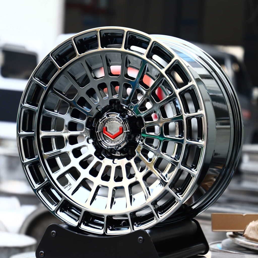 BMW M3 wheels – Black Chrome Multi-Spoke Bolt-Ring (Vossen-Style), angled view