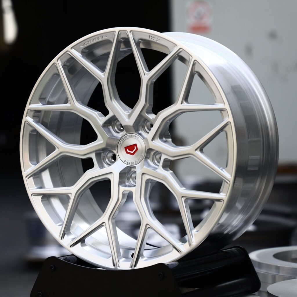 BMW M3 wheels – Brushed Silver 10 Y-Spoke (Vossen-Style), angled view