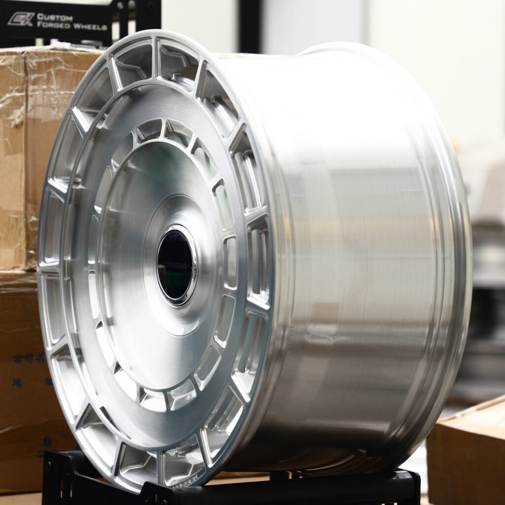 5x130 wheels – Brushed Silver Slotted Full-Face (Vossen-Style), side view