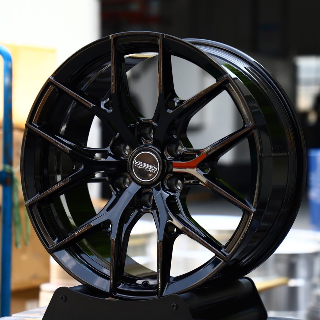Toyota Tacoma wheels – Gloss Black 10 Y-Spoke (Vossen-Style), angled view
