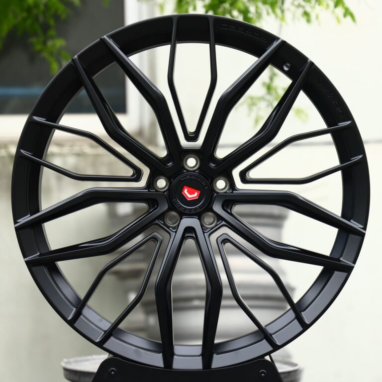 Porsche 911 wheels – Gloss Black Machined Mesh (Vossen-Style), front view