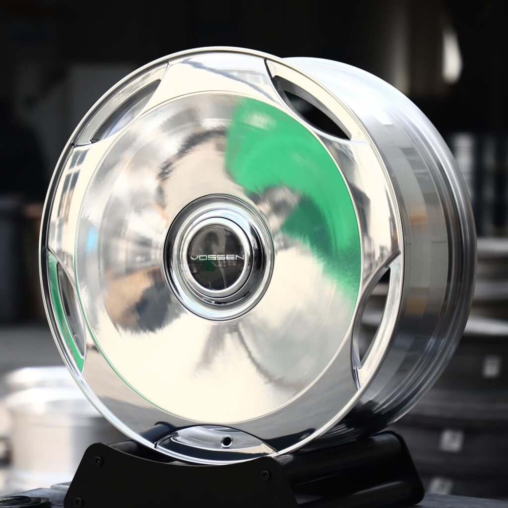 BMW M3 wheels – Mirror Polished Aero Dish (Vossen-Style), angled view