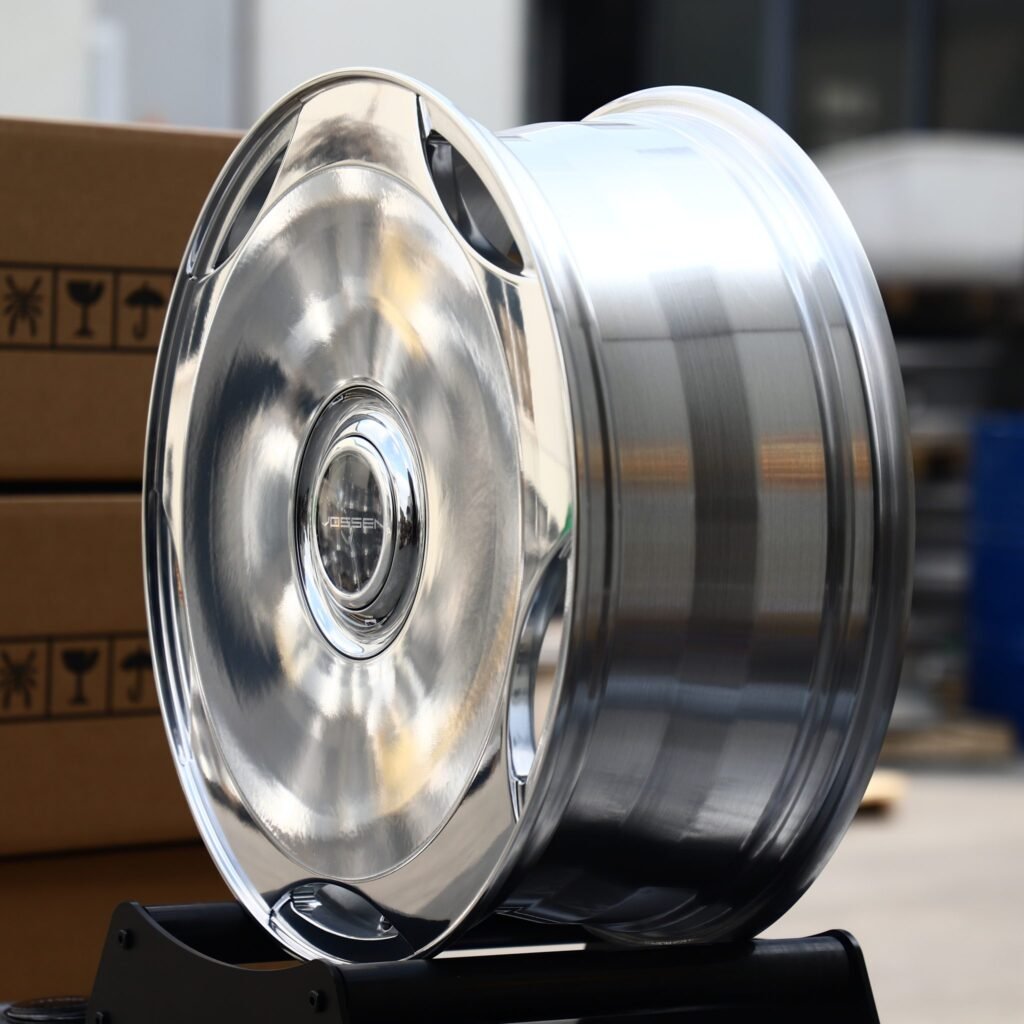 5x130 wheels – Mirror Polished Aero Dish (Vossen-Style), side view