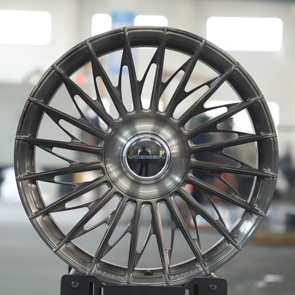 Tesla Model Y wheels – Vossen Transparent Gray 5-Spoke, front view