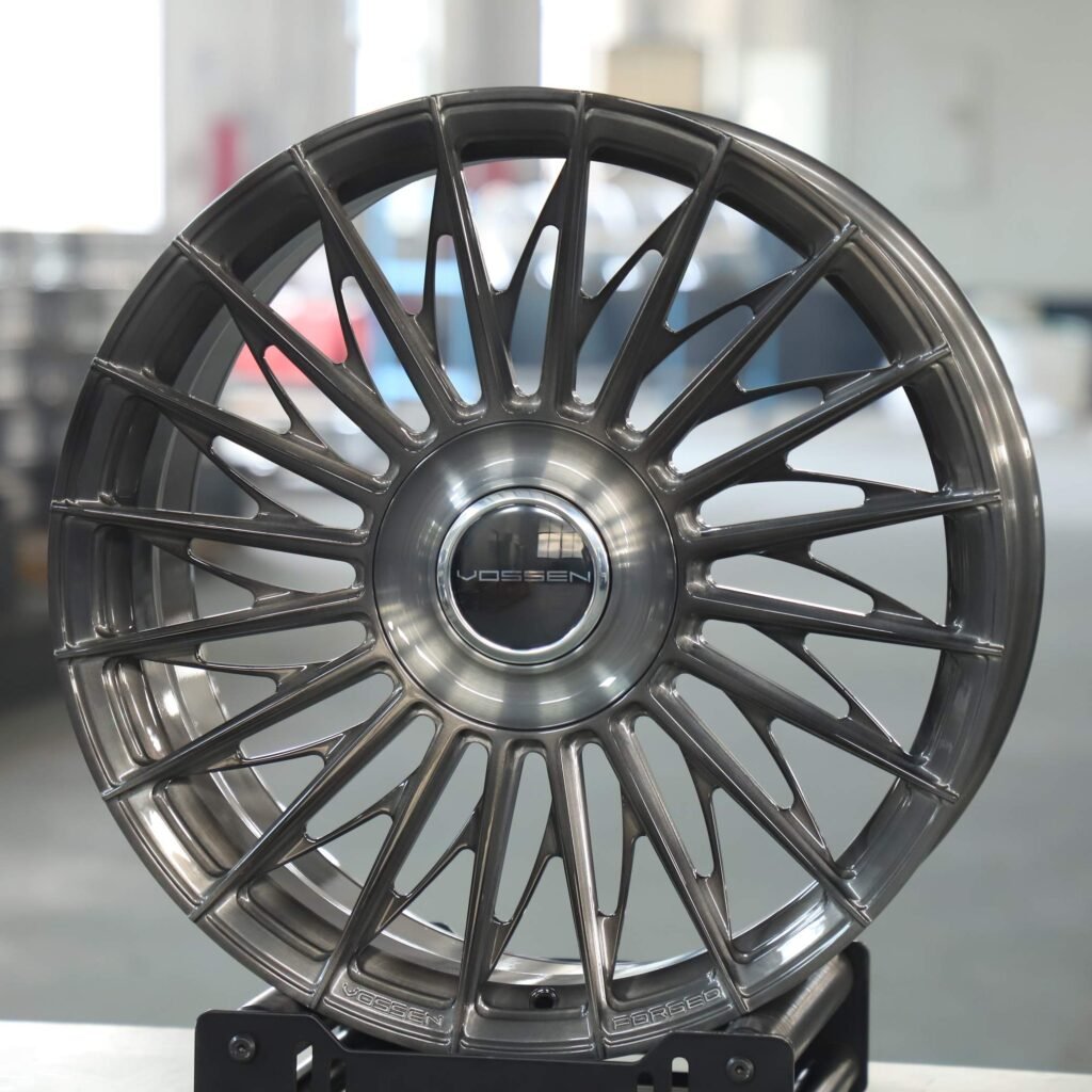 Ford Mustang wheels – Vossen Transparent Gray 5-Spoke, angled view