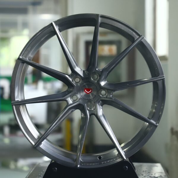 Tesla Model Y wheels – Vossen Brushed Silver, front view