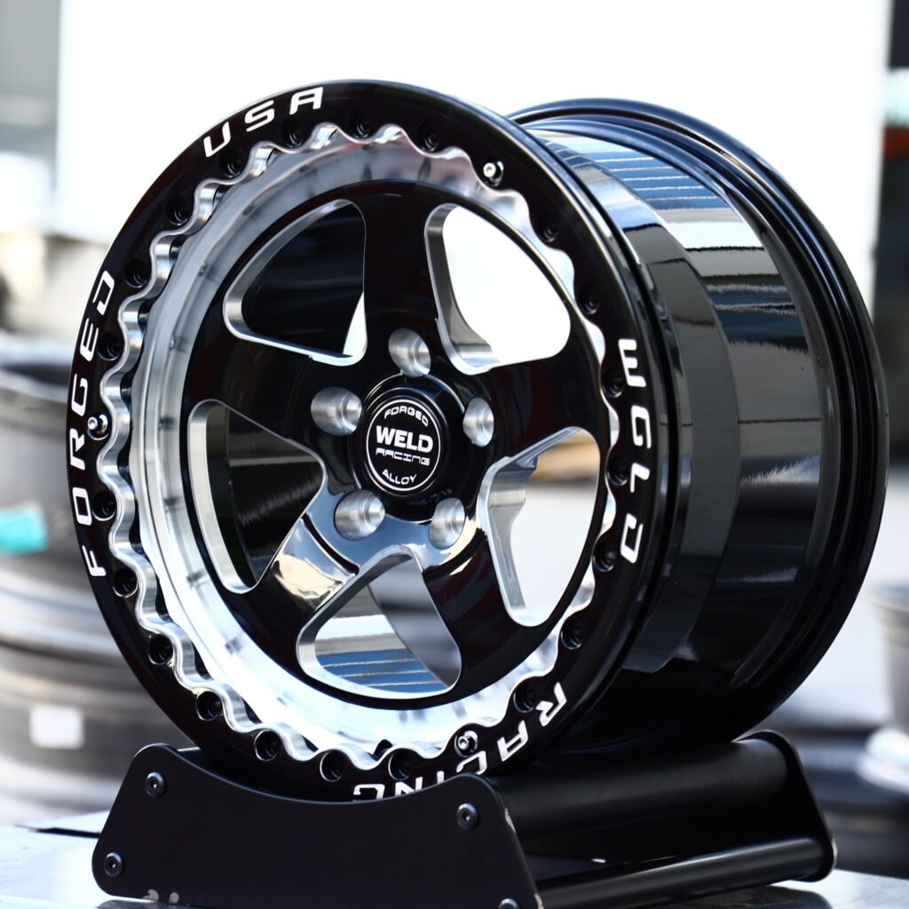 Ford F-150 wheels – Gloss Black Beadlock (Weld S71-Style), angled view