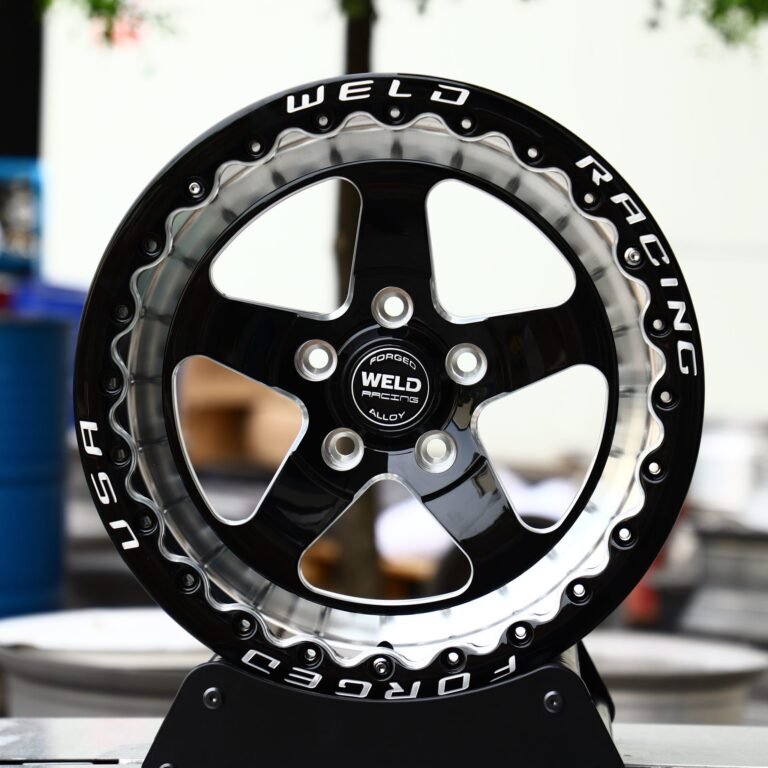 Toyota Tacoma wheels – Gloss Black Beadlock (Weld S71-Style), front view