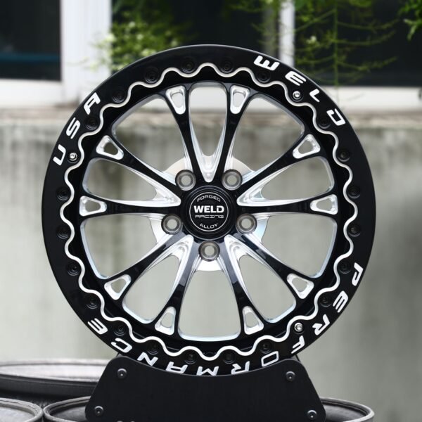 Toyota Tacoma wheels – Weld Gloss Black Racing 10-Spoke, front view