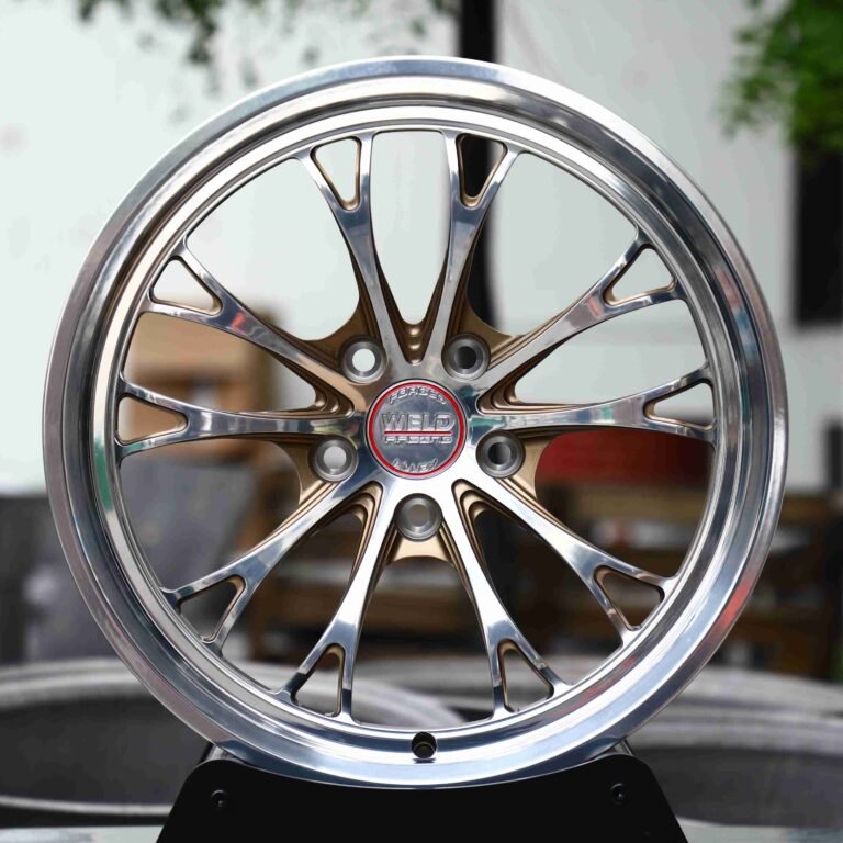 Ford Mustang wheels – Weld Matte Silver Deep Lip, front view