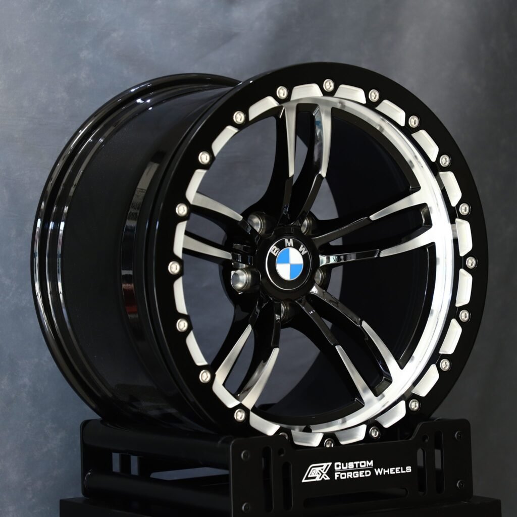 BMW M4 G82 wheels – Spoke Mesh Mirror Milled Beadlock (BMW OEM-Style), angled view