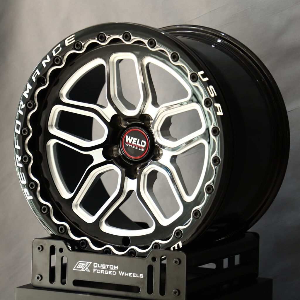 5x114.3 wheels – Weld Racing 10 V-Spoke Petal Mirror Milled Beadlock, side view