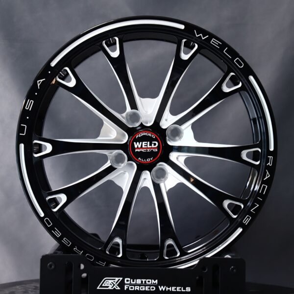 Ford Mustang wheels – Black / Machined 10 Y-Spoke Beadlock (Weld Racing-Style), front view