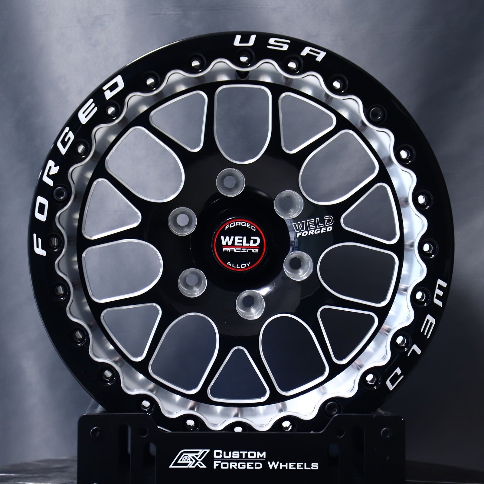 Ford F-150 wheels – Weld Racing 5-Spoke Beadlock Mirror Milled, front view