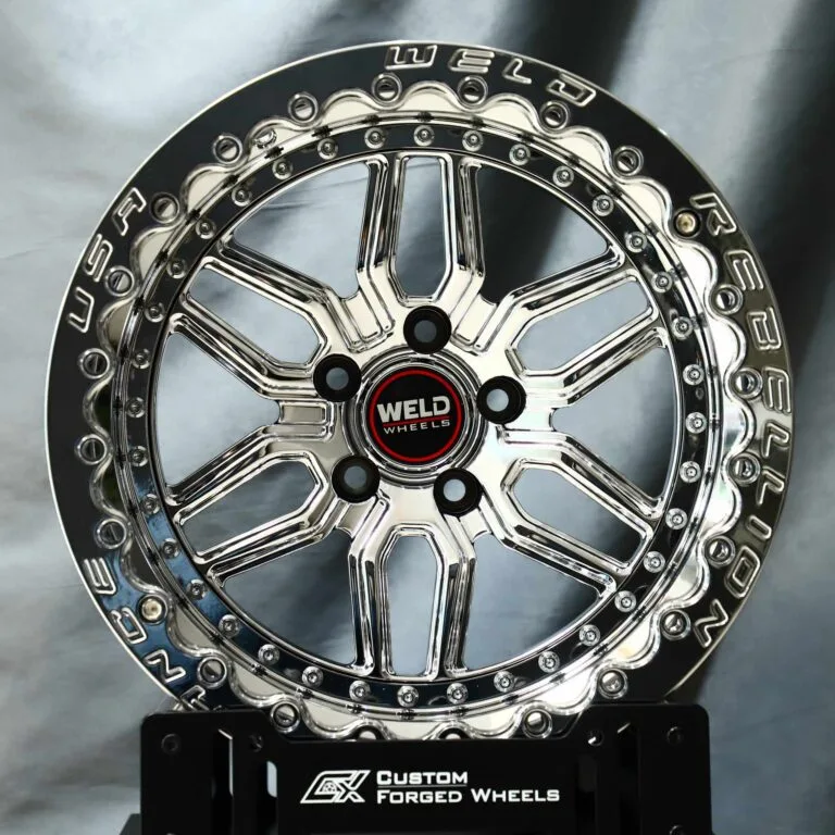 Ford Mustang wheels – Weld Racing 5-Spoke Chrome Milled Beadlock, front view
