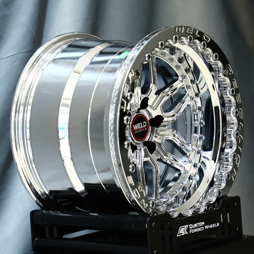5x114.3 wheels – Weld Racing 5-Spoke Chrome Milled Beadlock, side view
