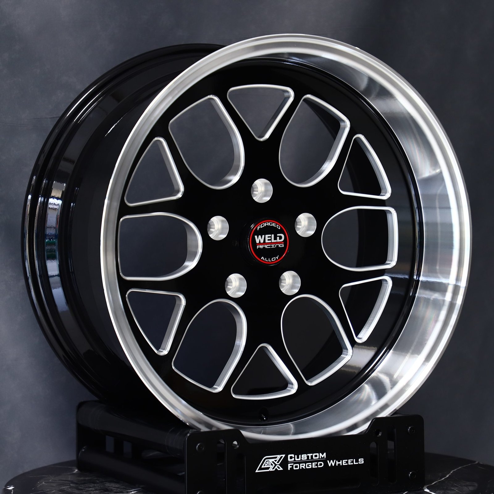 Ford Mustang wheels – Weld Racing 5-Spoke Deep Lip Mirror Milled Beadlock, front view