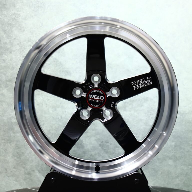 Ford Mustang wheels – 5-Spoke Deep Lip Mirror Milled Beadlock (Weld Racing S71-Style), front view