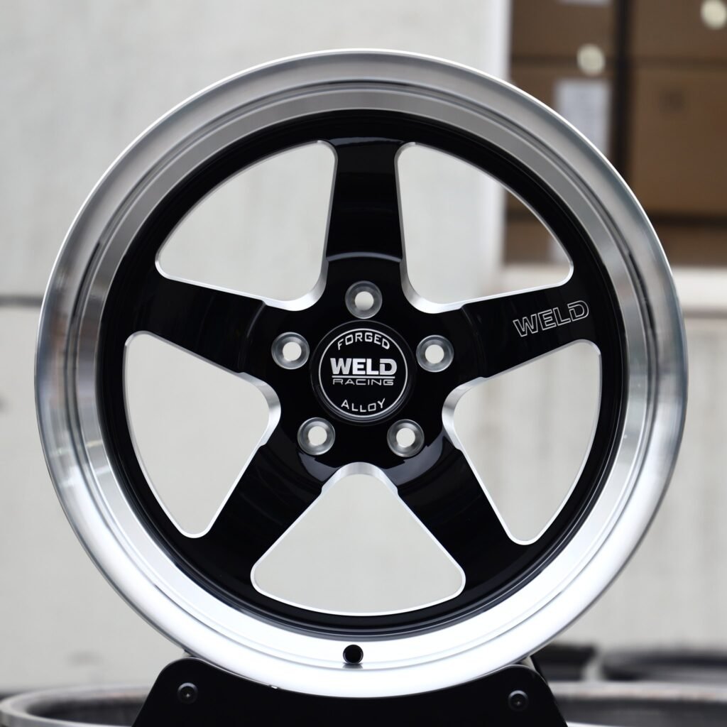 Weld Racing 5-Spoke Deep Lip Mirror Milled Beadlock Forged Drag Racing Wheels – Ford Mustang / Chevrolet Corvette Fitment (5-Lug) – Design 4 Drag Racing forged wheel