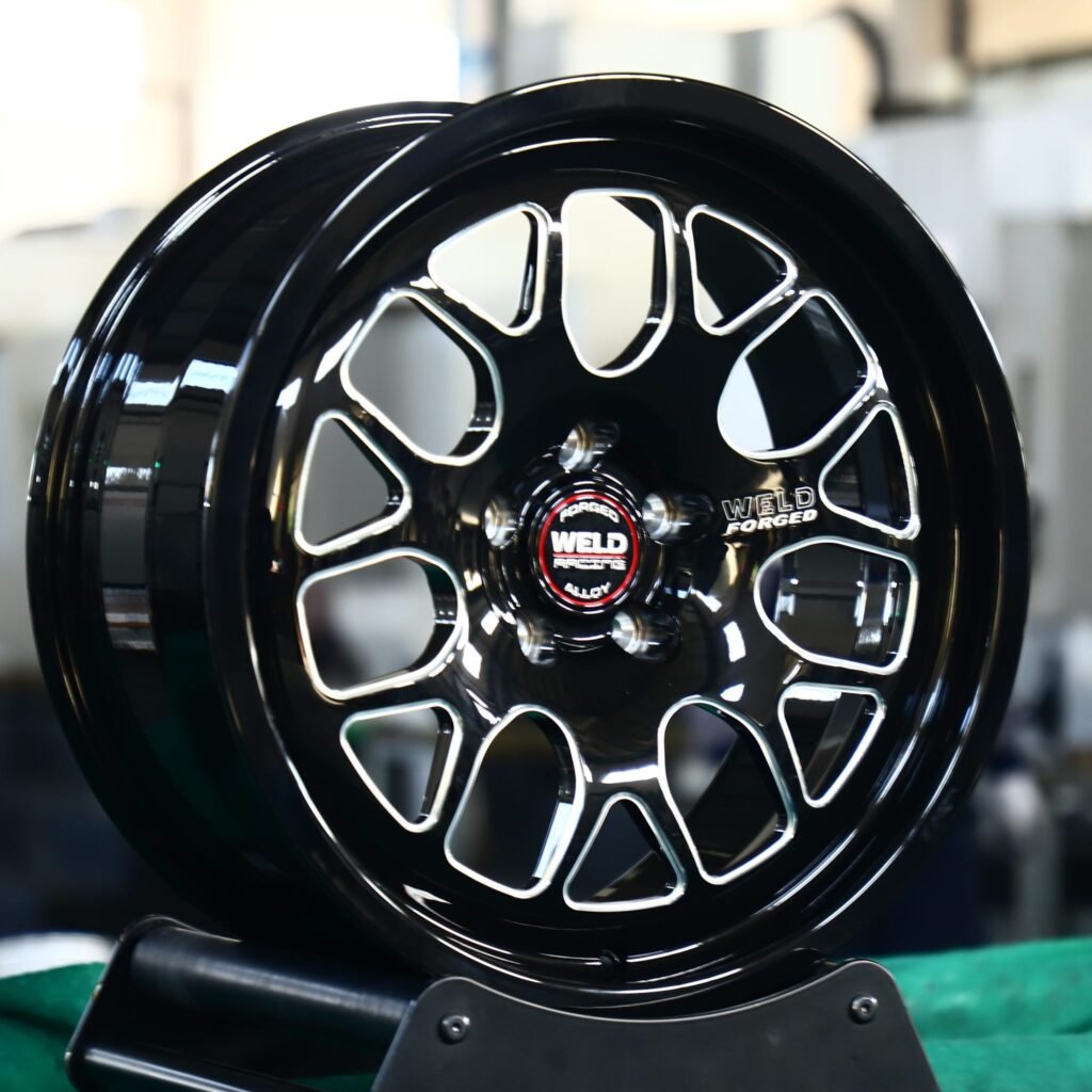 Chevrolet Corvette wheels – Weld Racing 5-Spoke Deep Lip Mirror Milled Beadlock, angled view