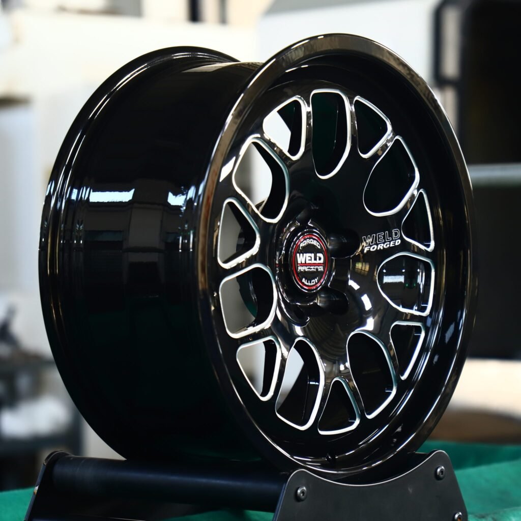 5x114.3 wheels – Weld Racing 5-Spoke Deep Lip Mirror Milled Beadlock, side view