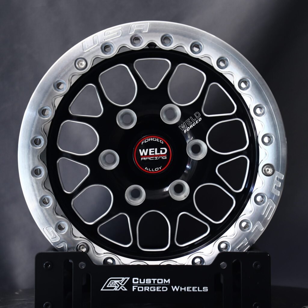 Weld Racing 5-Spoke Mirror Milled Beadlock Forged Drag Racing Wheels – Ford Mustang / Chevrolet Corvette Fitment (5-Lug) – Design 32 Drag Racing forged wheel