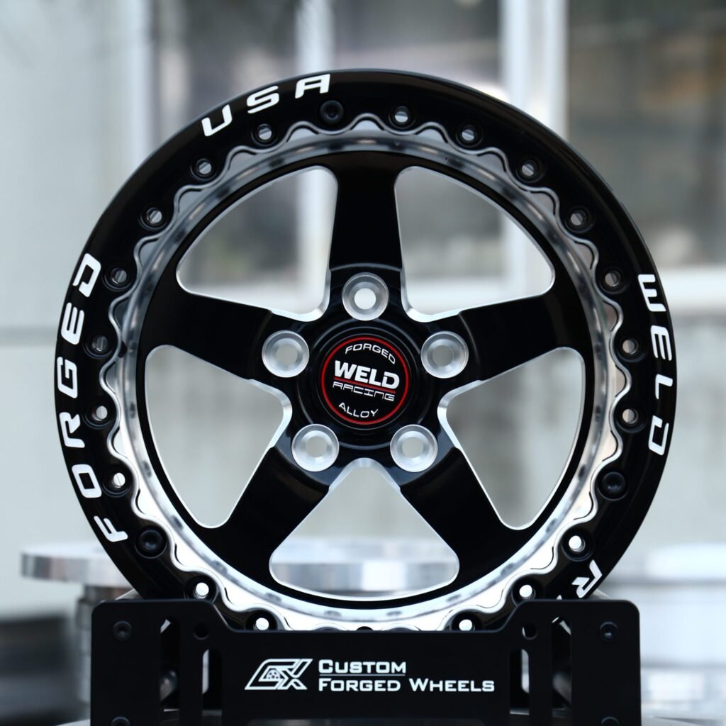 Weld Racing 5-Spoke Mirror Milled Beadlock Forged Drag Racing Wheels – Ford Mustang / Chevrolet Corvette Fitment (5-Lug) – Design 33 Drag Racing forged wheel