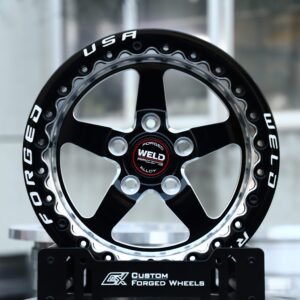 Weld Racing 5-Spoke Mirror Milled Beadlock Forged Drag Racing Wheels – Ford Mustang / Chevrolet Corvette Fitment (5-Lug) – Design 33