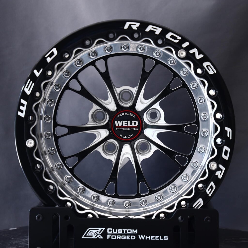 Weld Racing 5-Spoke Mirror Milled Beadlock Forged Drag Racing Wheels – Ford Mustang / Chevrolet Corvette Fitment (5-Lug) – Design 7 Drag Racing forged wheel