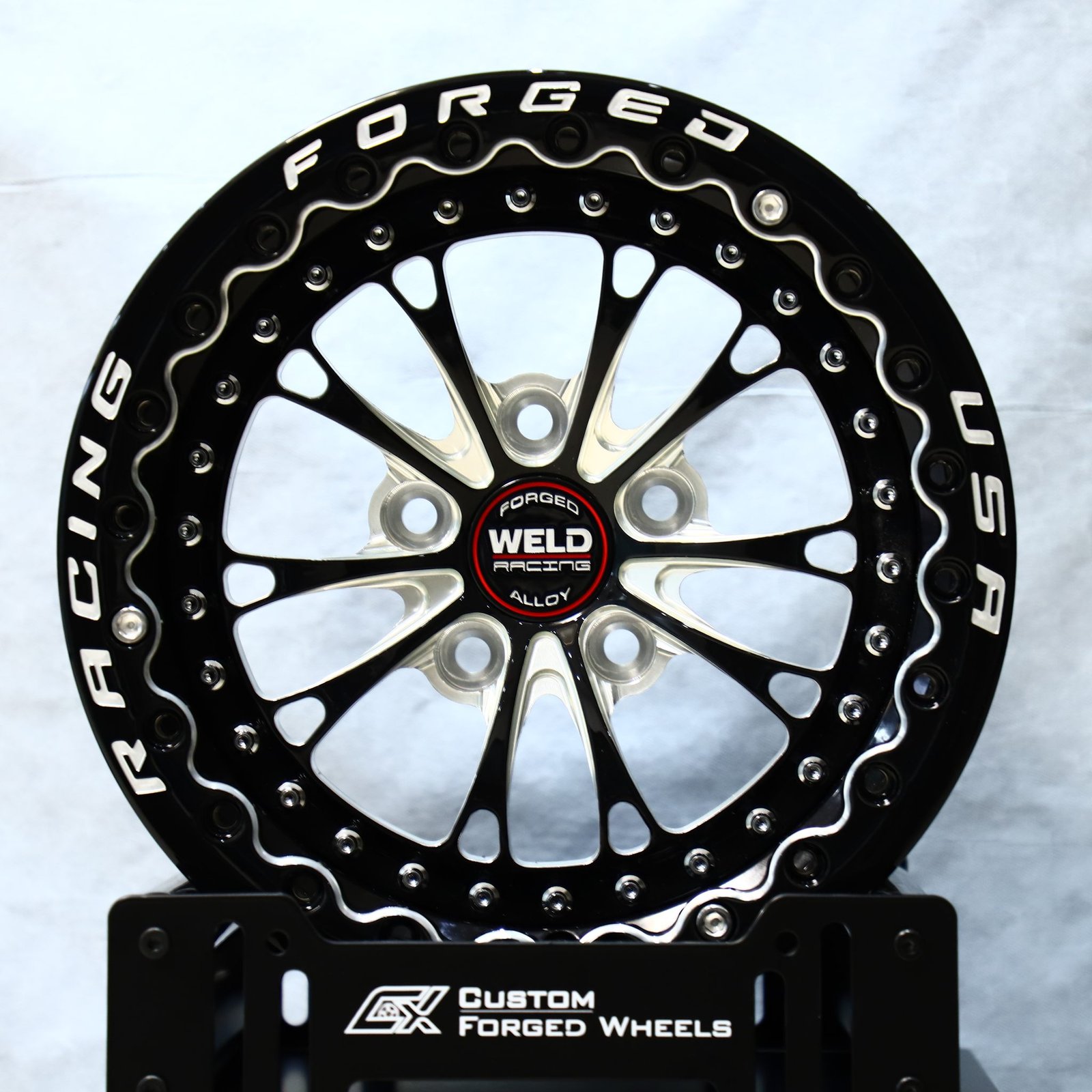 Ford Mustang wheels – Weld Racing 5-Spoke Mirror Milled Beadlock, front view