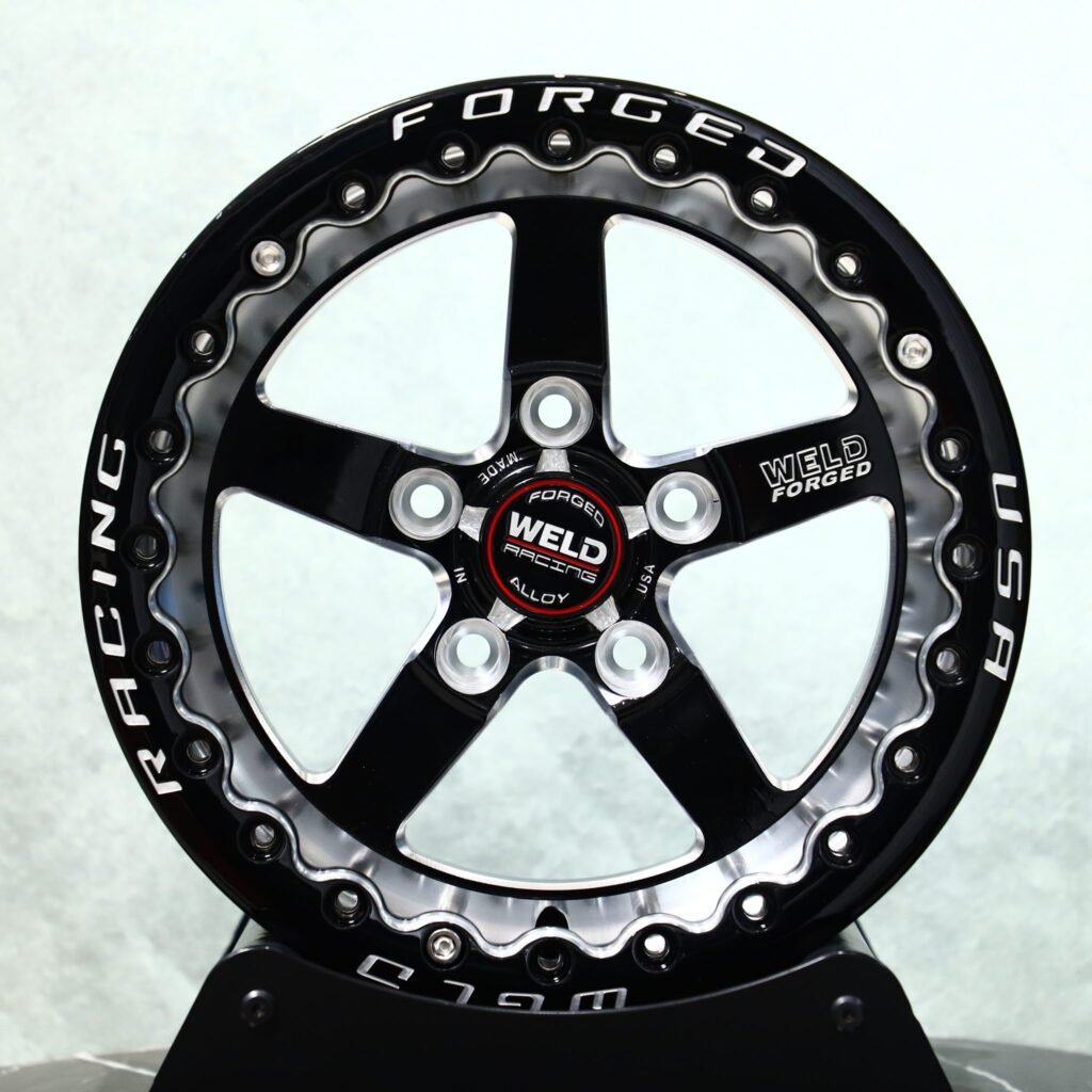 Ford Mustang wheels – 5-Spoke Mirror Milled Beadlock (Weld Racing S71-Style), front view