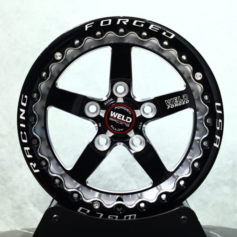 Ford Mustang wheels – 5-Spoke Mirror Milled Beadlock (Weld Racing S71-Style), front view