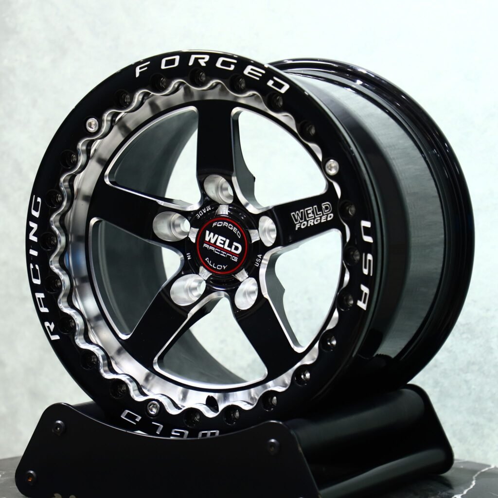 Chevrolet Corvette wheels – 5-Spoke Mirror Milled Beadlock (Weld Racing S71-Style), angled view