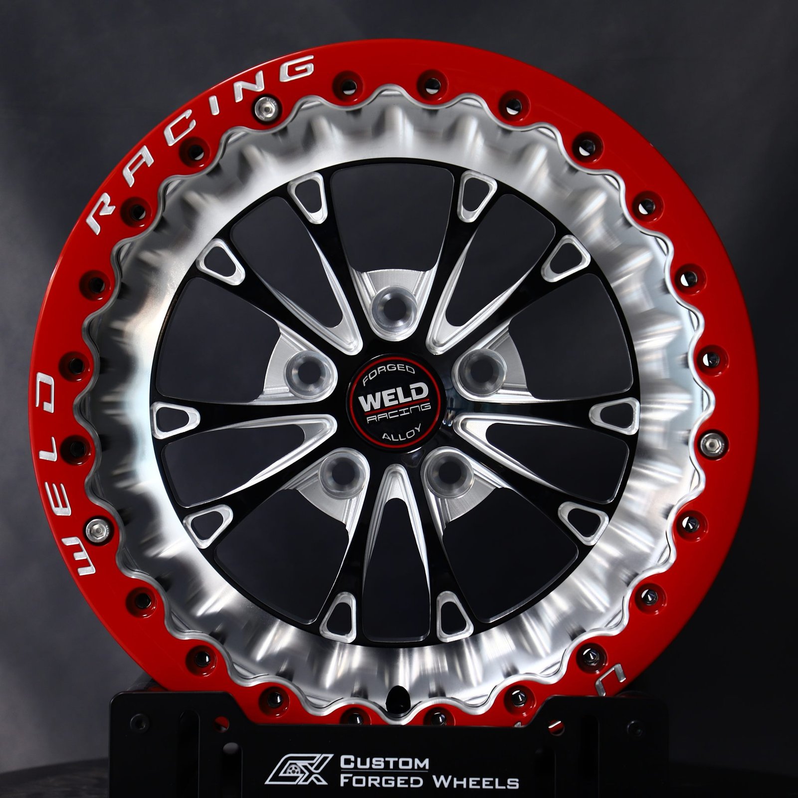 Ford Mustang wheels – Weld Racing 5-Spoke Mirror Milled Beadlock, front view