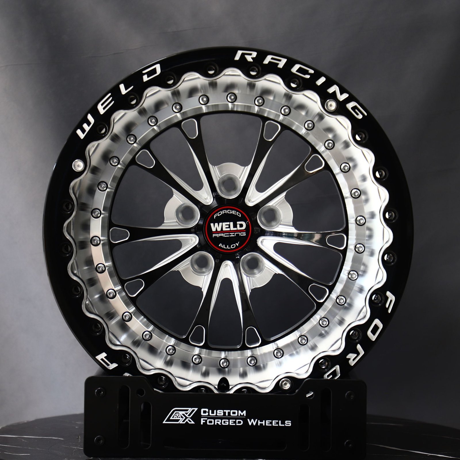 Ford Mustang wheels – Weld Racing 5-Spoke Mirror Milled Beadlock, front view