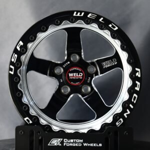 Weld Racing S71-Style 5-Spoke Mirror Milled Beadlock Forged Drag Racing Wheels – Ford Mustang / Chevrolet Corvette Fitment (5-Lug) – Design 15