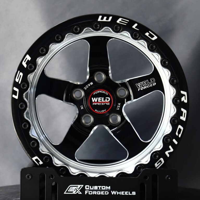 Ford Mustang wheels – 5-Spoke Mirror Milled Beadlock (Weld Racing S71-Style), front view