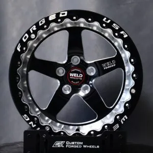 Weld Racing S71-Style 5-Spoke Mirror Milled Beadlock Forged Drag Racing Wheels – Ford Mustang / Chevrolet Corvette Fitment (5-Lug) – Design 18