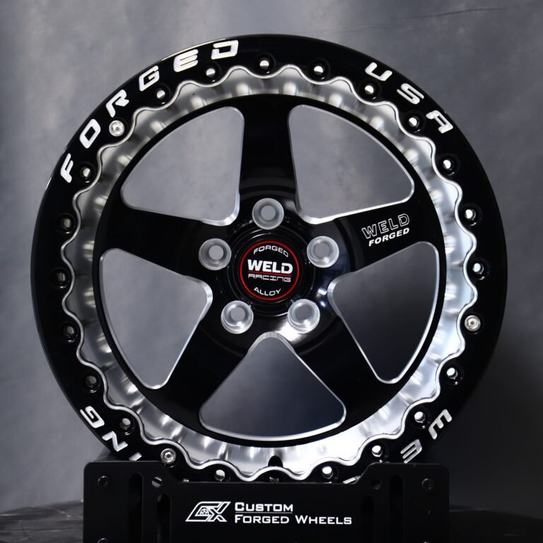 Ford Mustang wheels – 5-Spoke Mirror Milled Beadlock (Weld Racing S71-Style), front view
