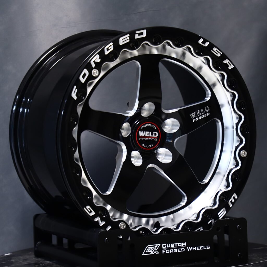 Weld Racing Custom Finish 5-Spoke Mirror Milled Beadlock Forged Wheels - Ford Mustang / Chevrolet Corvette Fitment (5-Lug) – Design 18 view 2