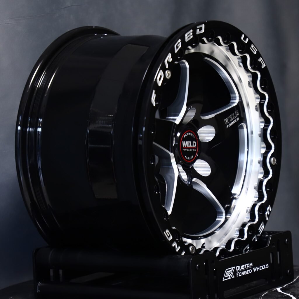 Weld Racing Custom Finish 5-Spoke Mirror Milled Beadlock Forged Wheels - Ford Mustang / Chevrolet Corvette Fitment (5-Lug) – Design 18 view 3