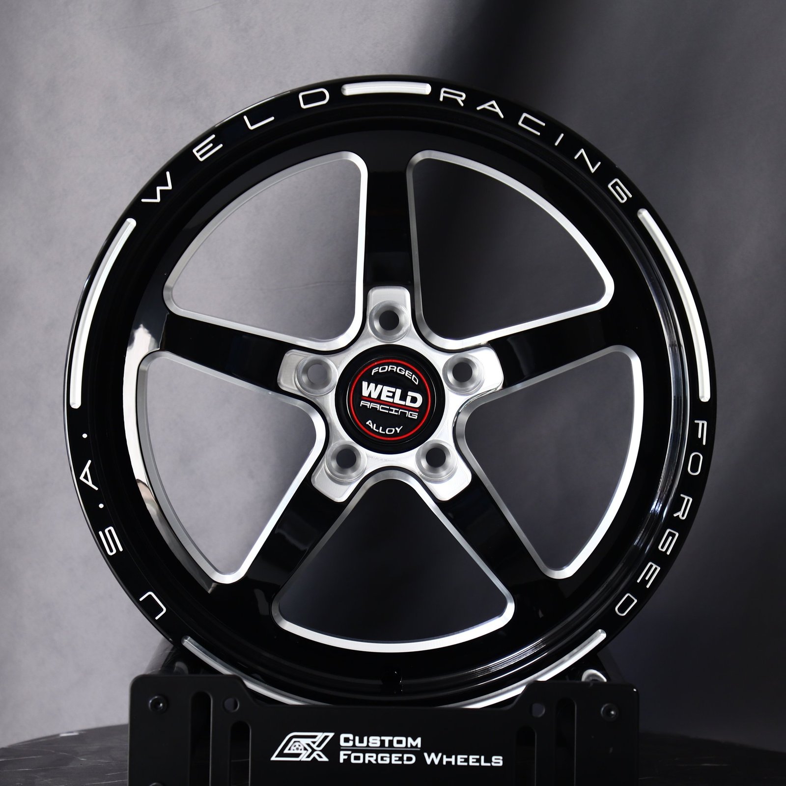 Ford Mustang wheels – Weld Racing 5-Spoke Mirror Milled Beadlock, front view
