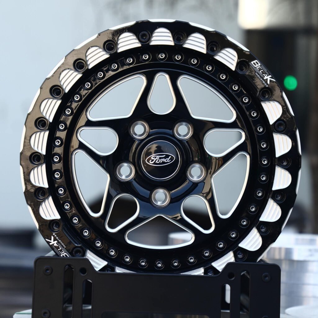Ford OEM-Style 5-Spoke Mirror Milled Beadlock Forged Drag Racing Wheels – Ford Mustang / Corvette Fitment (5-Lug) – Design 16 Drag Racing forged wheel