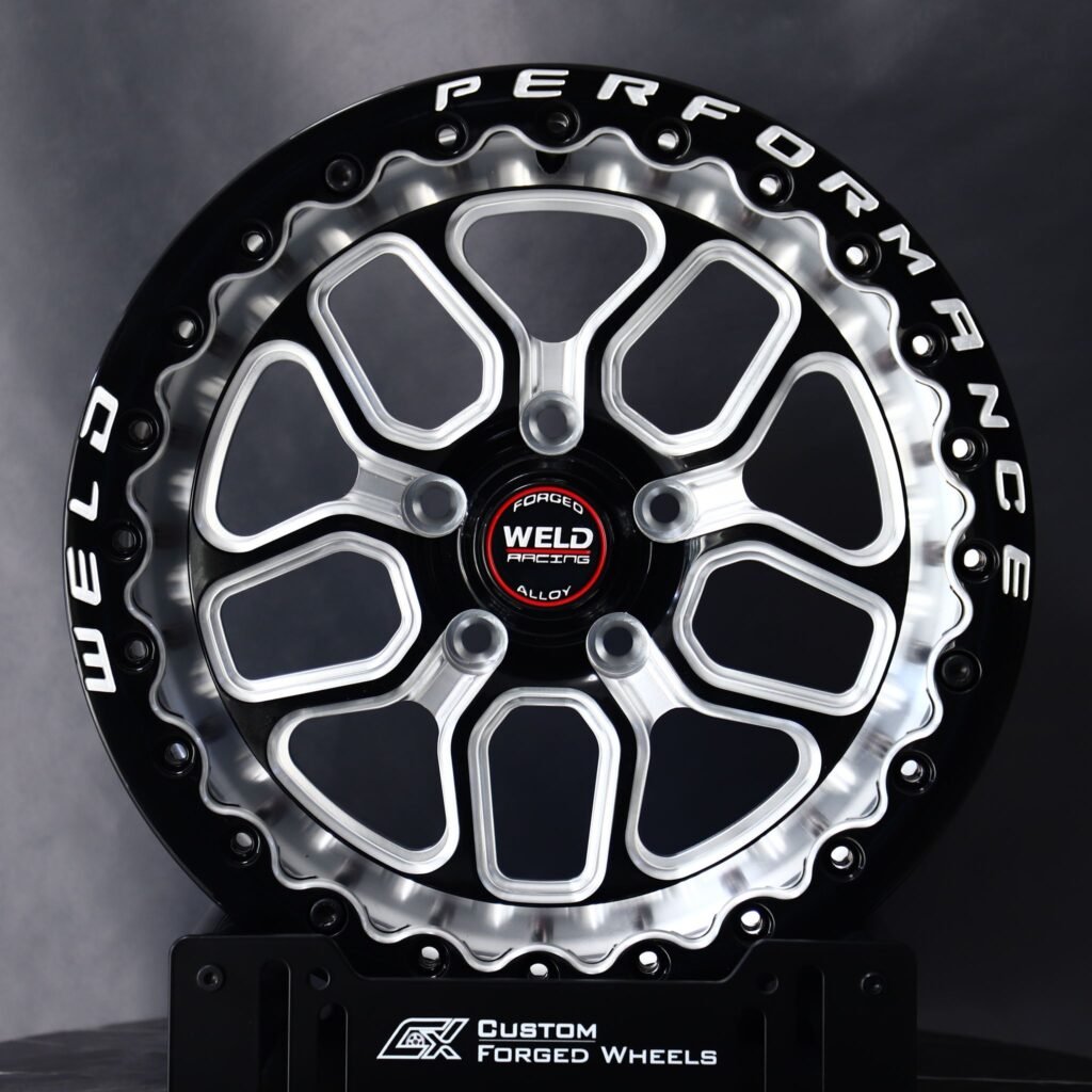 Weld Racing 5-Spoke Mirror Milled Beadlock Forged Drag Racing Wheels – Ford Mustang / Chevrolet Corvette Fitment (5-Lug) – Design 24 Drag Racing forged wheel
