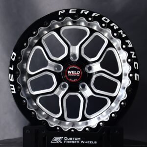 Weld Racing 5-Spoke Mirror Milled Beadlock Forged Drag Racing Wheels – Ford Mustang / Chevrolet Corvette Fitment (5-Lug) – Design 24